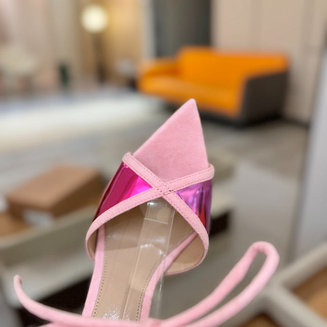 GIANVITO ROSSI 26S HEELS 105 MM IN LIGHT PINK SUEDE AND METALLIC PINK CALFSKIN