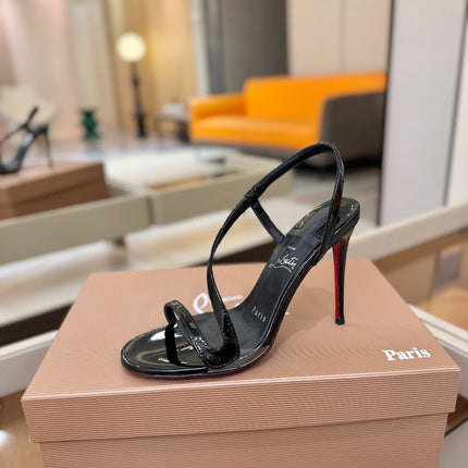 CHRISTIAN LOUBOUTIN 26S ROSA Z HIGH-HEEL SANDALS 105 MM IN BLACK PATENT LAMBSKIN