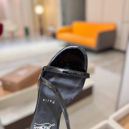 CHRISTIAN LOUBOUTIN 26S ROSA Z HIGH-HEEL SANDALS 105 MM IN BLACK PATENT LAMBSKIN