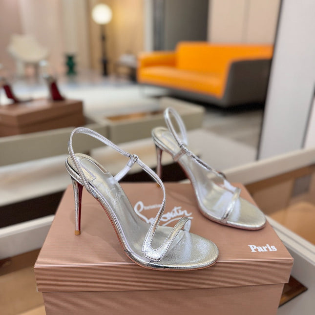 CHRISTIAN LOUBOUTIN 26S ROSA Z HIGH-HEEL SANDALS 105 MM IN SILVER LAMBSKIN