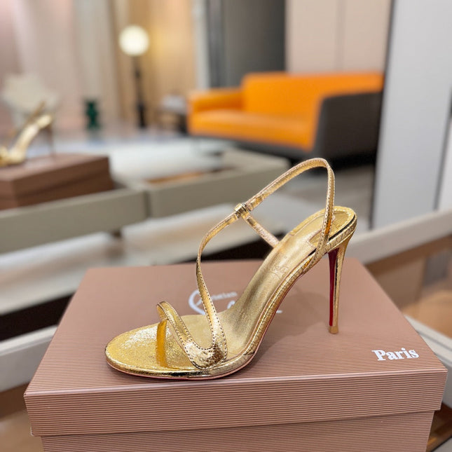 CHRISTIAN LOUBOUTIN 26S ROSA Z HIGH-HEEL SANDALS 105 MM IN GOLD LAMBSKIN