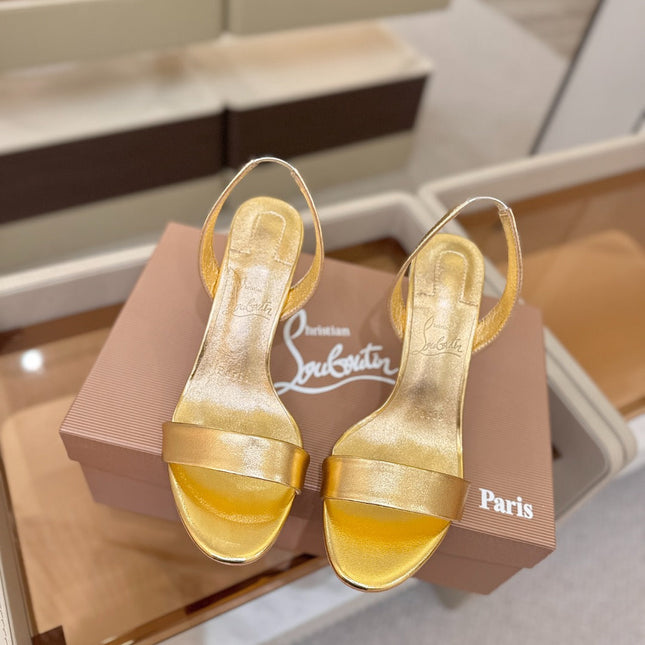 CHRISTIAN LOUBOUTIN 26S HEELED SANDALS 105 MM IN GOLD CALFSKIN