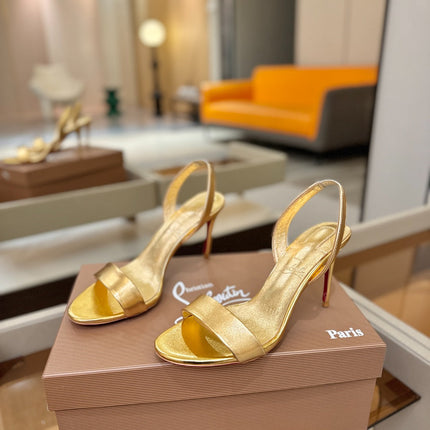 CHRISTIAN LOUBOUTIN 26S HEELED SANDALS 105 MM IN GOLD CALFSKIN