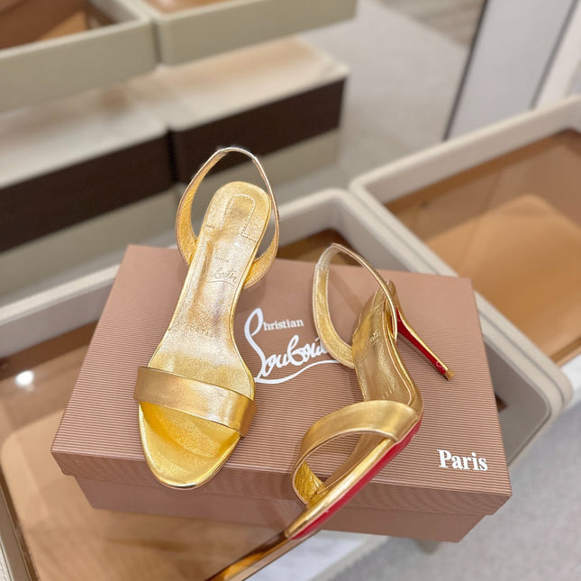 CHRISTIAN LOUBOUTIN 26S HEELED SANDALS 105 MM IN GOLD CALFSKIN
