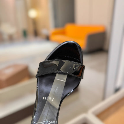 CHRISTIAN LOUBOUTIN 26S HEELED SANDALS 85 MM IN BLACK PATENT CALFSKIN