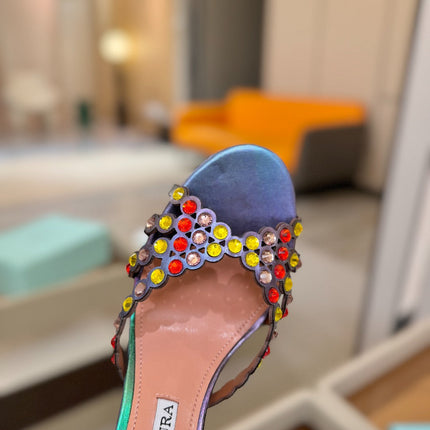 AQUAZZURA 26S TEQUILA HEELED SANDALS 85 MM IN METALLIC LAMBSKIN