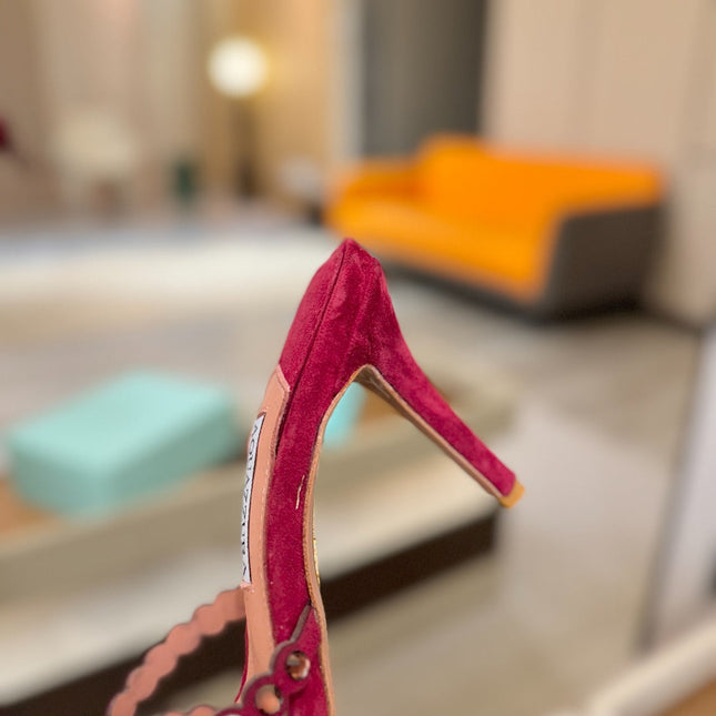 AQUAZZURA 26S TEQUILA HEELED SANDALS 85 MM IN DARK RED SUEDE