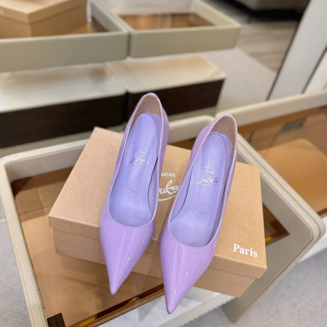 CHRISTIAN LOUBOUTIN 26S POINTED-TOE PUMPS 105 MM IN LIGHT PURPLE PATENT CALFSKIN