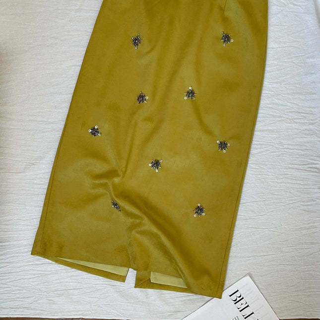 PRADA 25S SUEDE MIDI SKIRT 561