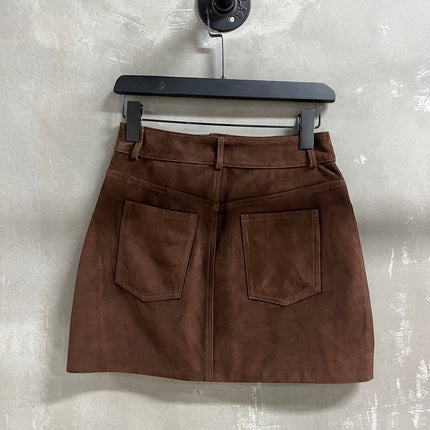 RALPH LAUREN 26S FLORAL-EMBROIDERED SUEDE MINI SKIRT 575