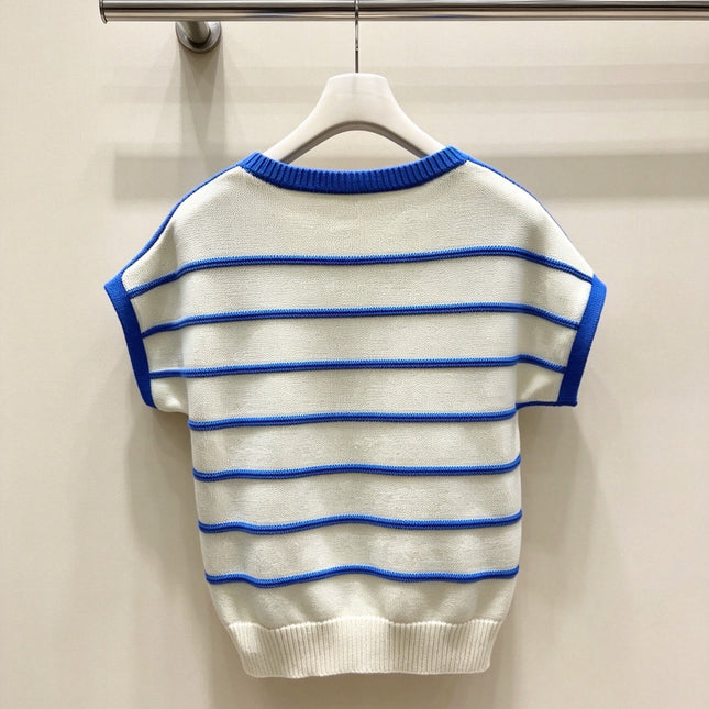 LOEWE 26S STRIPED SHORT-SLEEVE KNITTED SWEATER 552