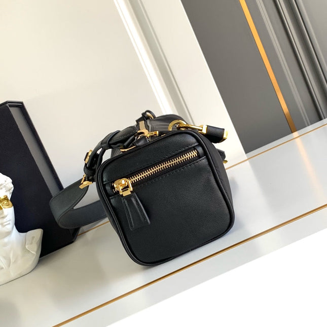 PRADA 26S SHOULDER BAG 27 IN BLACK NYLON