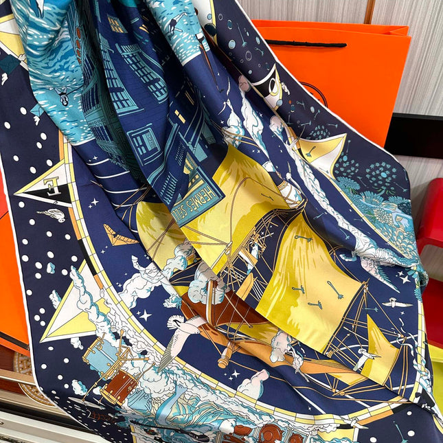HERMES 26S PRINTED SQUARE SCARF 90 IN SILK 312023
