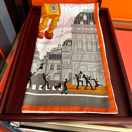 HERMES 26S PRINTED SQUARE SCARF 90 IN SILK 307339