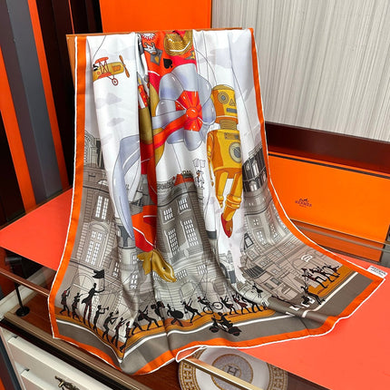 HERMES 26S PRINTED SQUARE SCARF 90 IN SILK 307339