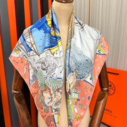 HERMES 26S PRINTED SQUARE SCARF 90 IN SILK 312024
