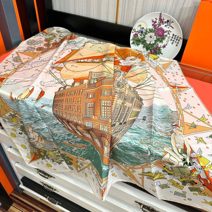 HERMES 26S PRINTED SQUARE SCARF 90 IN SILK 312025