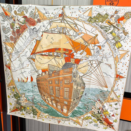 HERMES 26S PRINTED SQUARE SCARF 90 IN SILK 312025