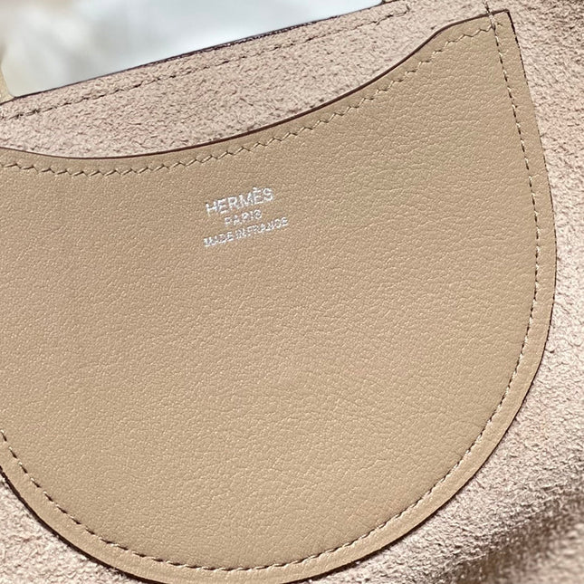 HERMES 25S IN THE LOOP 18 IN LIGHT BROWN CALFSKIN SILVER HARDWARE
