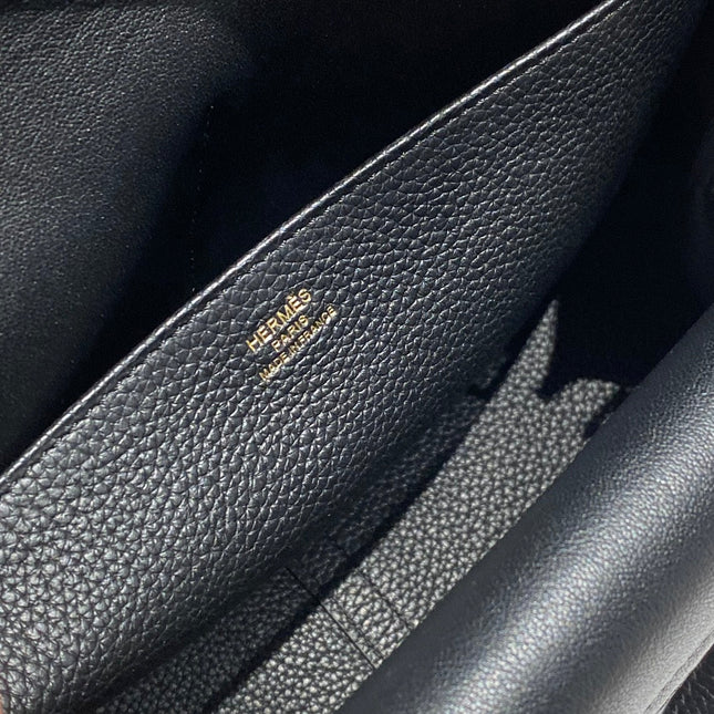HALZAN 25 HANDLE BAG IN BLACK GRAINED CALFSKIN HARD HARDWARE