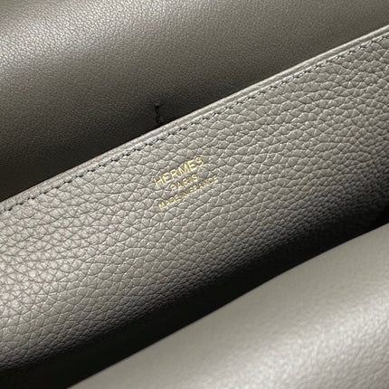 HALZAN 25 HANDLE BAG IN GREY GRAINED CALFSKIN
