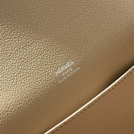 HM ROULIS 18 MINI BAG IN LIGHT BROWN CALFSKIN SILVER-TONE HARDWARE