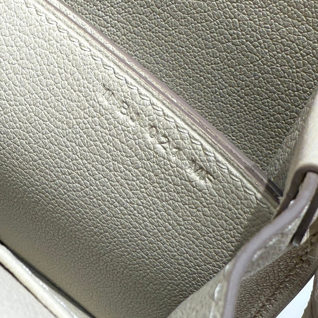 HM ROULIS 18 MINI BAG IN BEIGE CALFSKIN SILVER-TONE HARDWARE