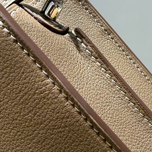 HM ROULIS 18 MINI BAG IN DARK BROWN CALFSKIN SILVER-TONE HARDWARE