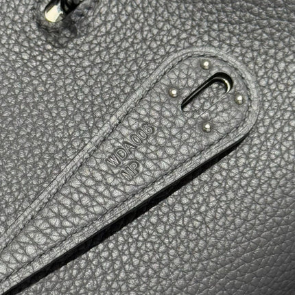 HERMES 25S MEDIUM LINDY 26 IN CHARCOAL GRAY CALFSKIN SILVER HARDWARE