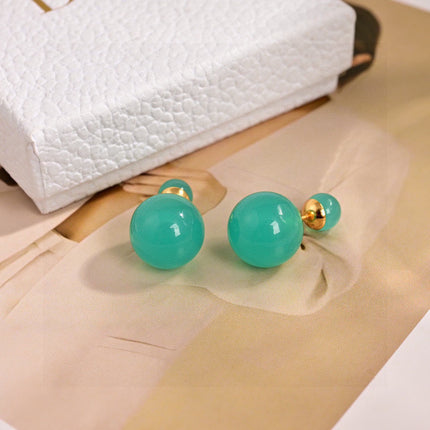 CD 26S DOUBLE RESIN PEARL STUD EARRINGS IN GOLD TONE METAL 629951
