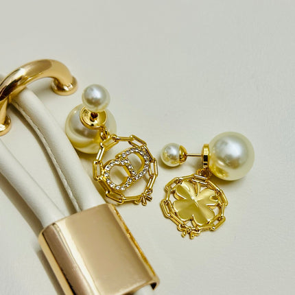 CD 26S TRIBALES CD PEARL CLOVER DROP EARRINGS IN GOLD TONE METAL 646610