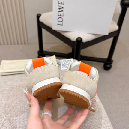 LOEWE 26S MULE SNEAKERS IN BEIGE ORANGE SUEDE AND MESH