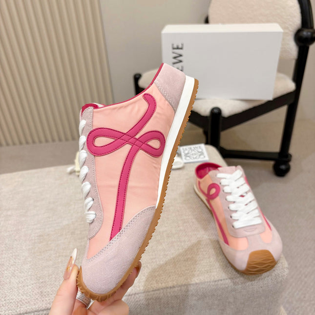 LOEWE 26S MULE SNEAKERS IN PINK SUEDE AND NYLON