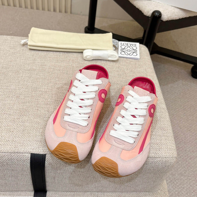 LOEWE 26S MULE SNEAKERS IN PINK SUEDE AND NYLON