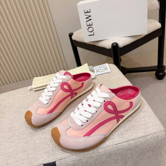 LOEWE 26S MULE SNEAKERS IN PINK SUEDE AND NYLON