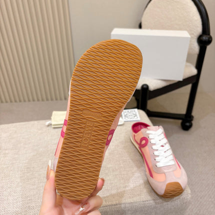 LOEWE 26S MULE SNEAKERS IN PINK SUEDE AND NYLON