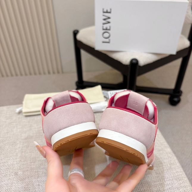 LOEWE 26S MULE SNEAKERS IN PINK SUEDE AND NYLON