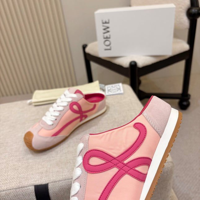 LOEWE 26S MULE SNEAKERS IN PINK SUEDE AND NYLON