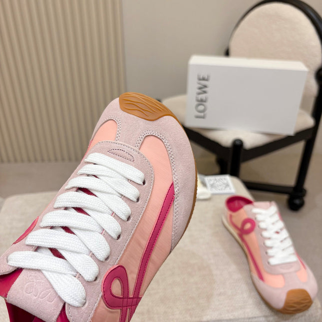 LOEWE 26S MULE SNEAKERS IN PINK SUEDE AND NYLON