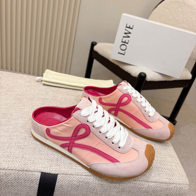 LOEWE 26S MULE SNEAKERS IN PINK SUEDE AND NYLON
