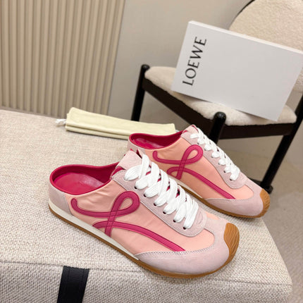 LOEWE 26S MULE SNEAKERS IN PINK SUEDE AND NYLON