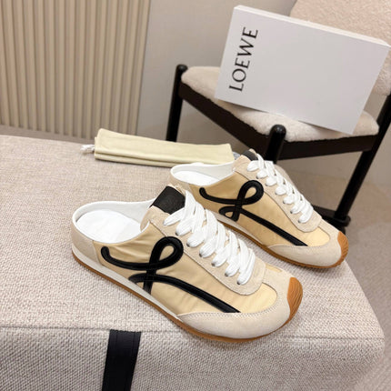 LOEWE 26S MULE SNEAKERS IN BEIGE BLACK SUEDE AND NYLON