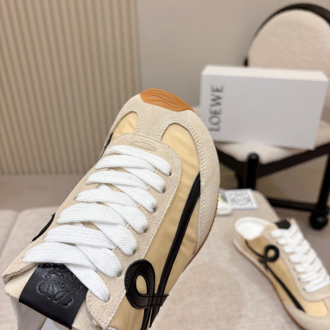 LOEWE 26S MULE SNEAKERS IN BEIGE BLACK SUEDE AND NYLON