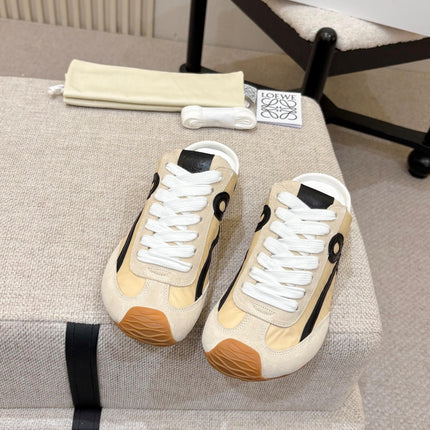 LOEWE 26S MULE SNEAKERS IN BEIGE BLACK SUEDE AND NYLON