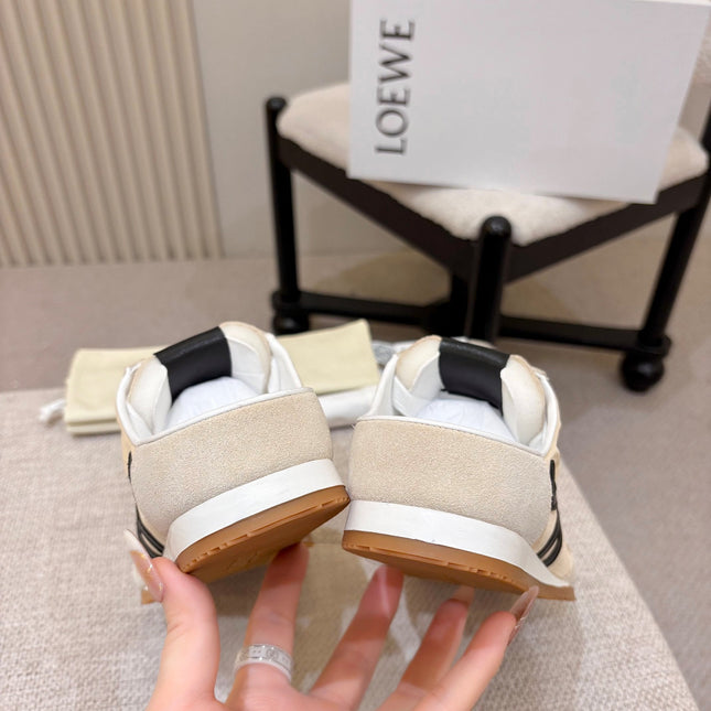 LOEWE 26S MULE SNEAKERS IN BEIGE BLACK SUEDE AND NYLON
