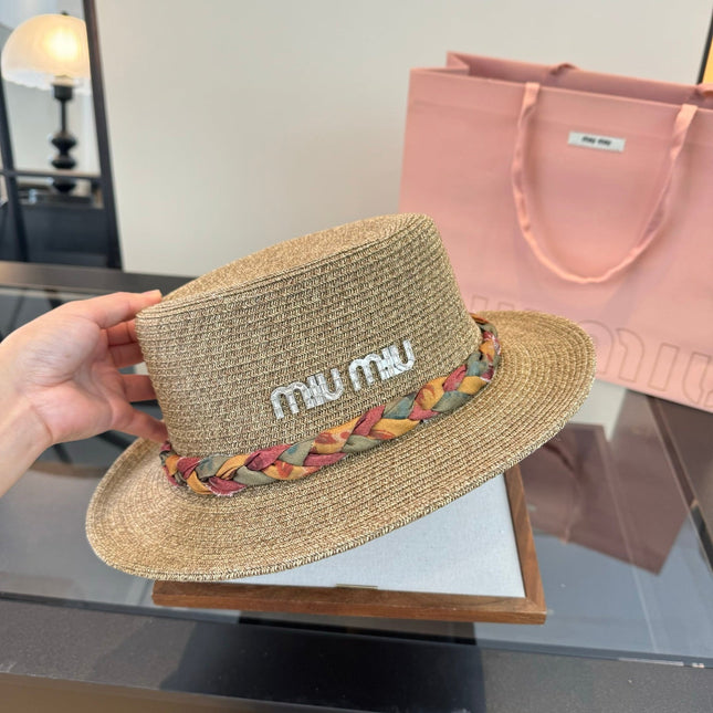 MIUMIU 26S BOATER STRAW HAT 342171