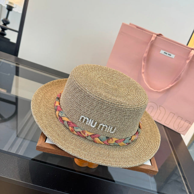 MIUMIU 26S BOATER STRAW HAT 342171
