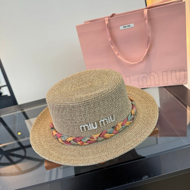MIUMIU 26S BOATER STRAW HAT 342171
