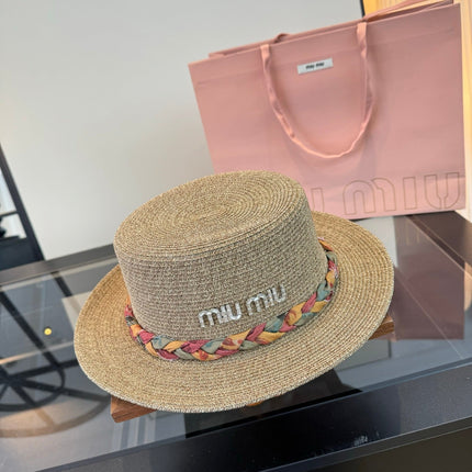 MIUMIU 26S BOATER STRAW HAT 342171