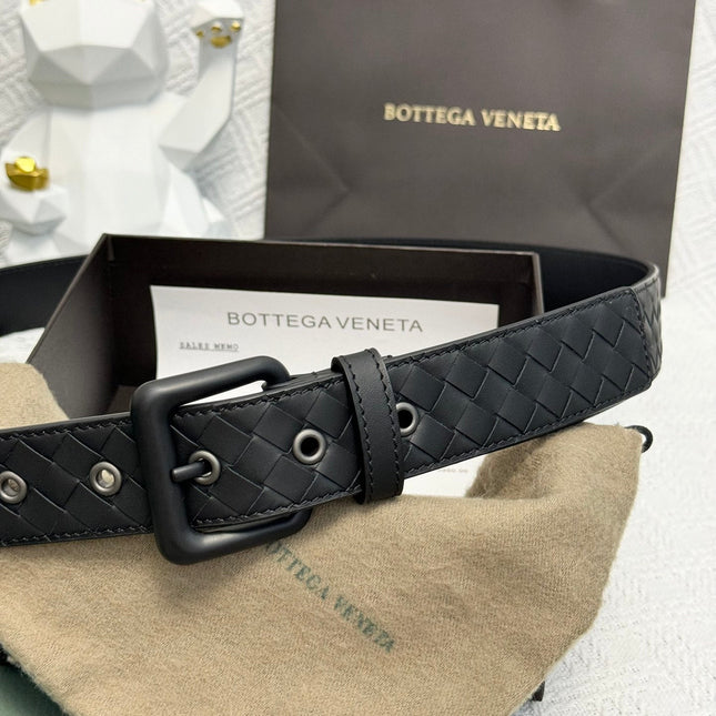 BV BELT 3.5CM IN BLACK CALFSKIN BLACK HARDWARE